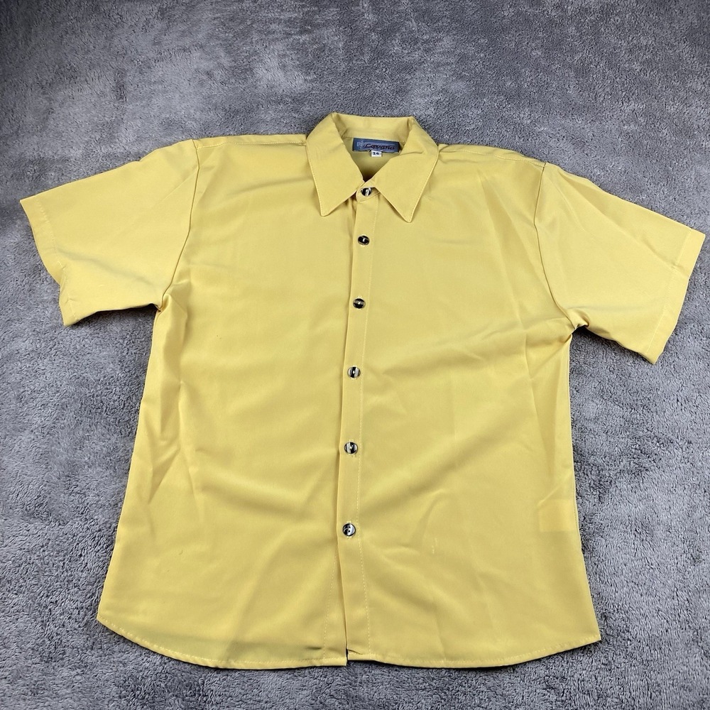 Lavana USA Shirt Buttons Womens 14 Yellow Short Sleeve‎